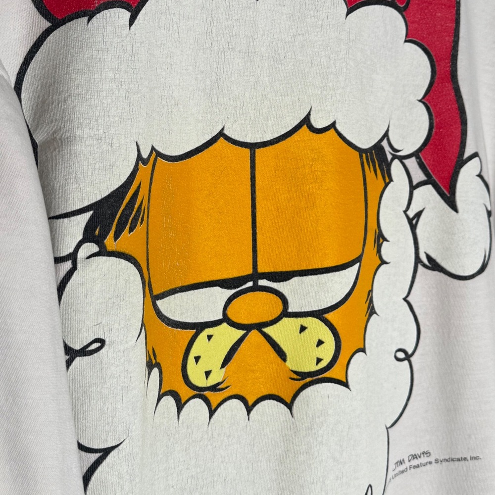 VTG 90s Garfield Santa Claus Cat Crewneck Sweatshirt Vintage Worn Soft Size XL - Picture 6 of 9